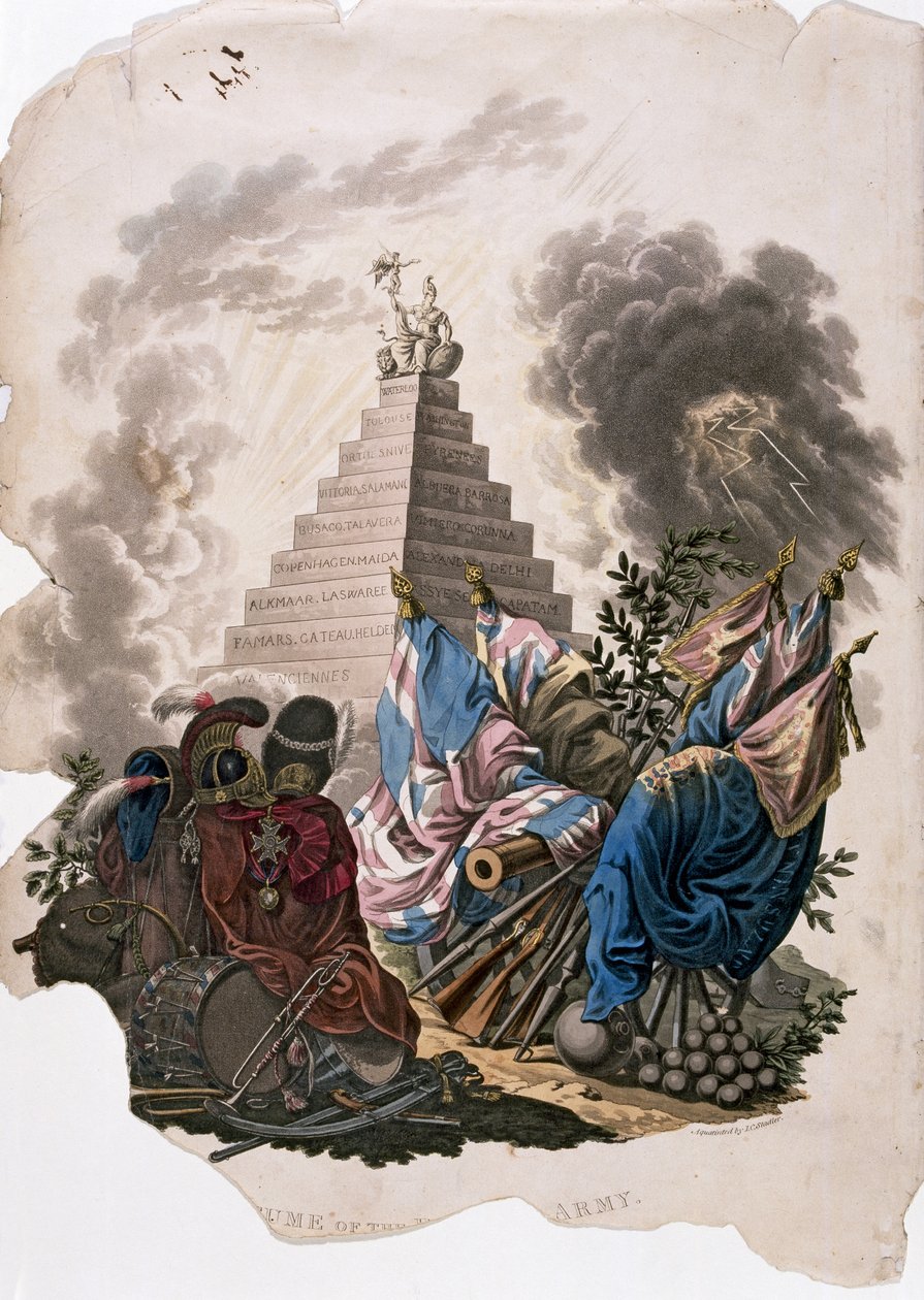 Elülső kép Charles Hamilton Smith „A Brit Birodalom hadseregének jelmezei, az utolsó szabályok szerint 1812” című művéből, J. C. Stadler akvatinta, kiadó: Colnaghi and Co, 1812-15 (színes alkotó: Charles Hamilton Smith