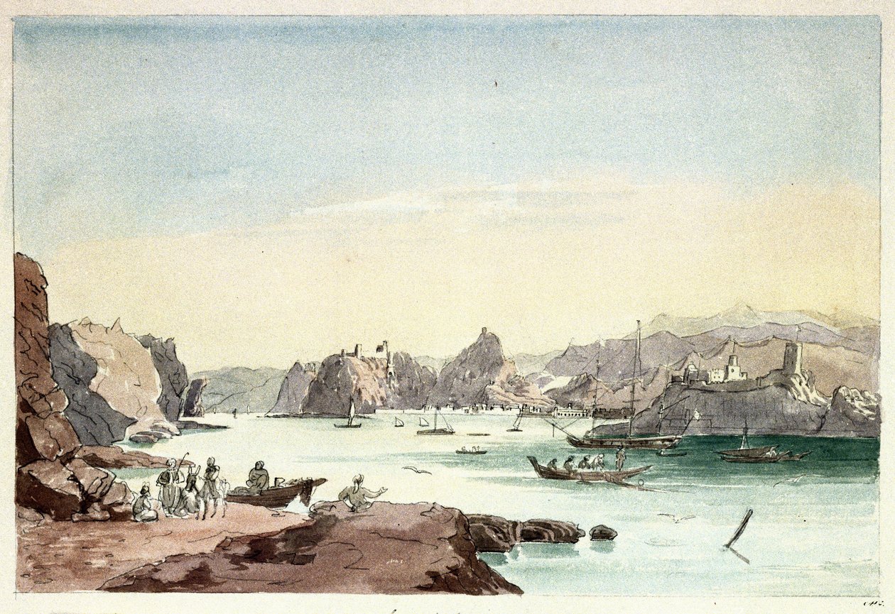 Muscat patak (Omán). Charles Hamilton Smith alezredes (1776-1859) festménye. alkotó: Charles Hamilton Smith