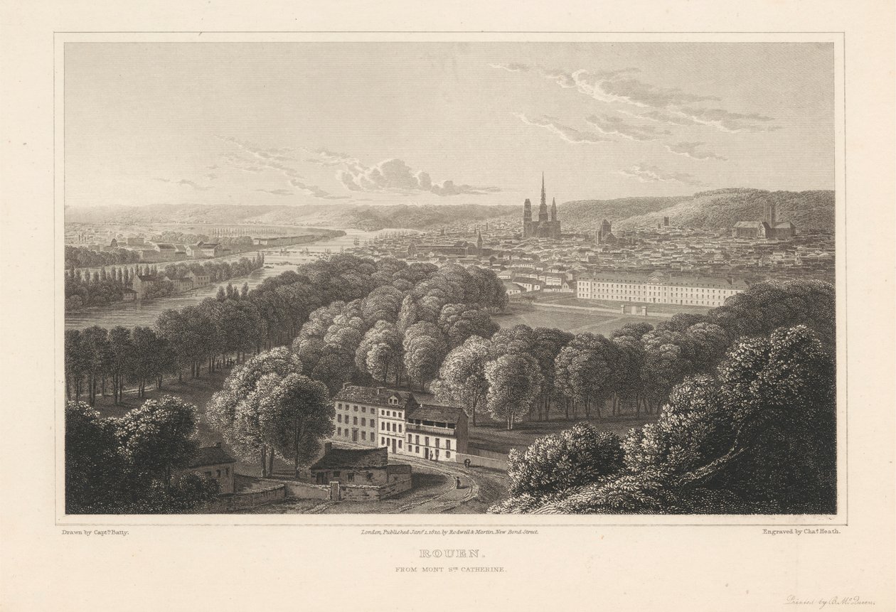 Rouen, a Mont Sainte Catherine-ből alkotó: Charles Heath