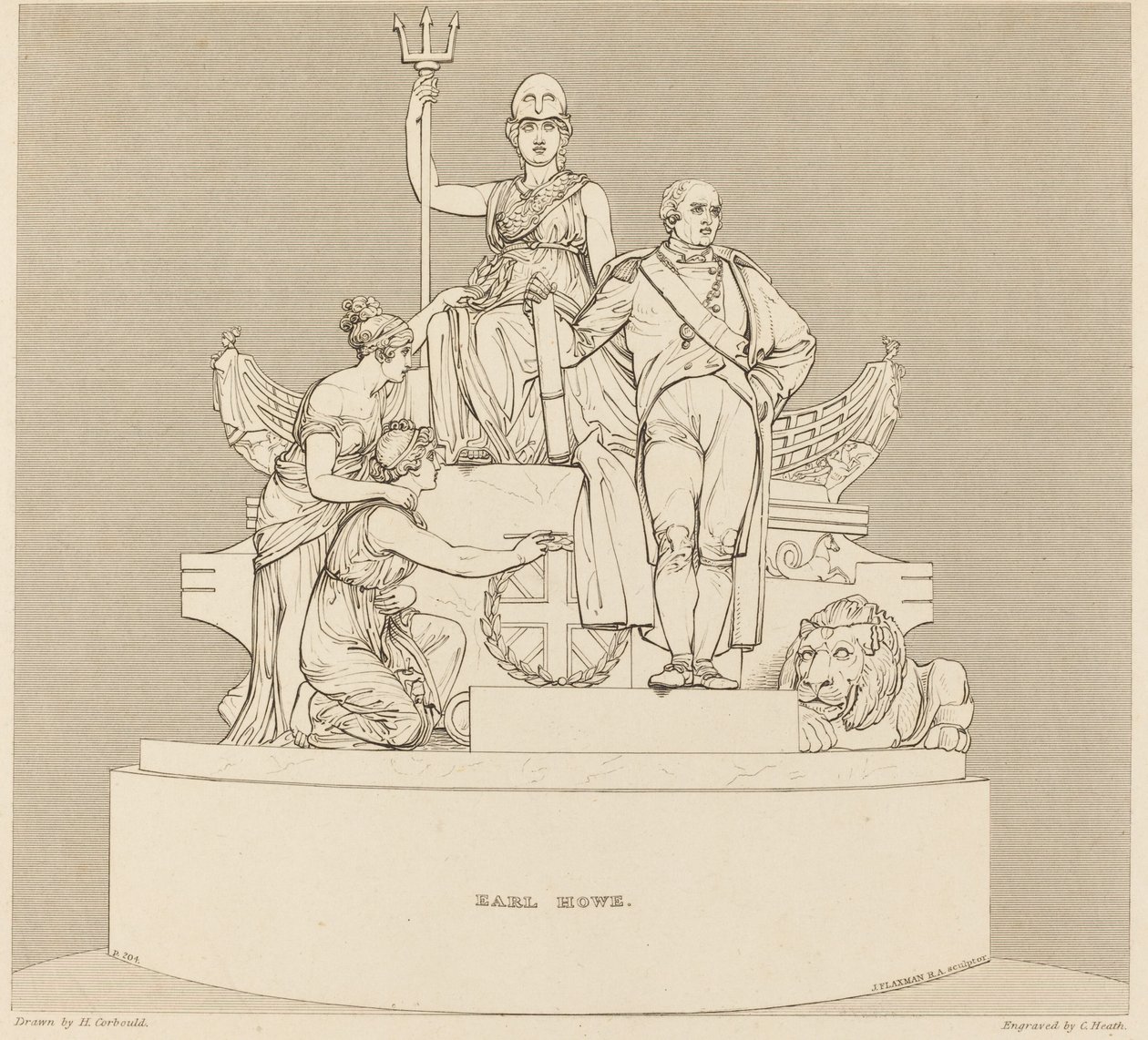 Earl Howe emlékműve alkotó: Charles Heath after Henry Corbould after John Flaxman