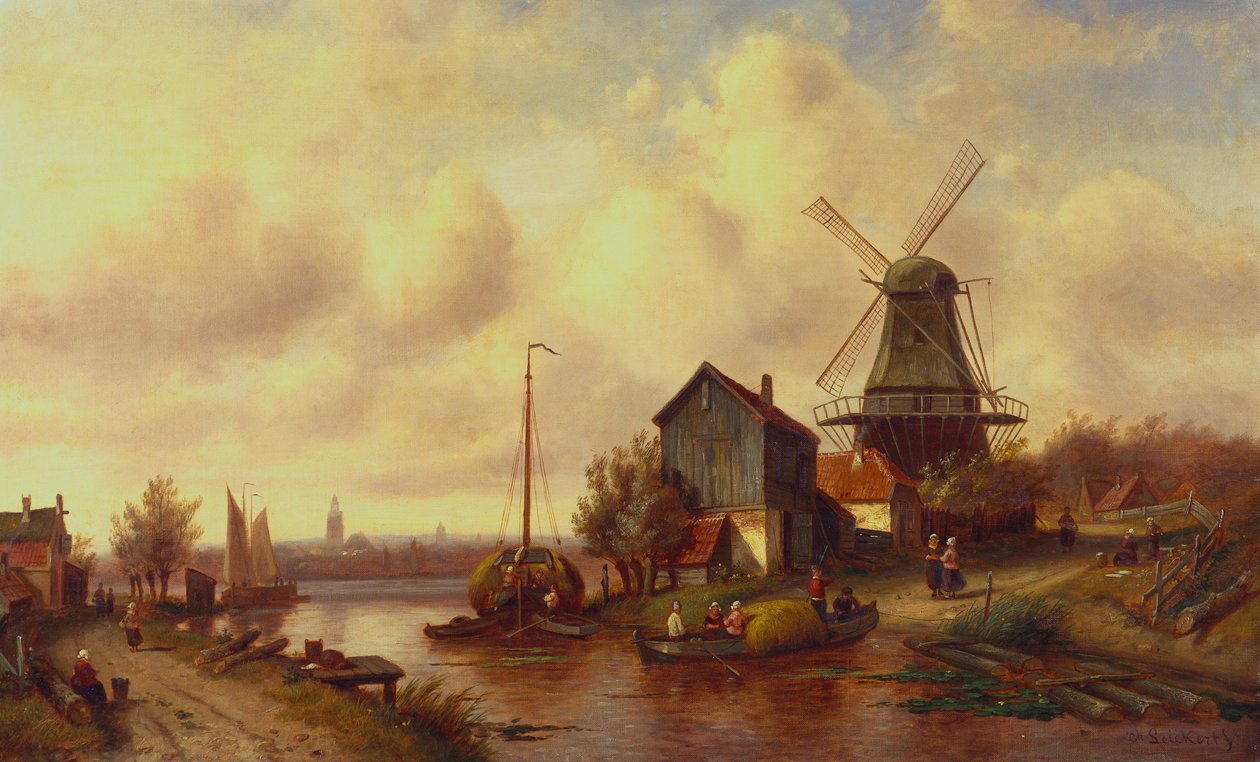 Egy holland folyó falu alkotó: Charles Henri Joseph Leickert