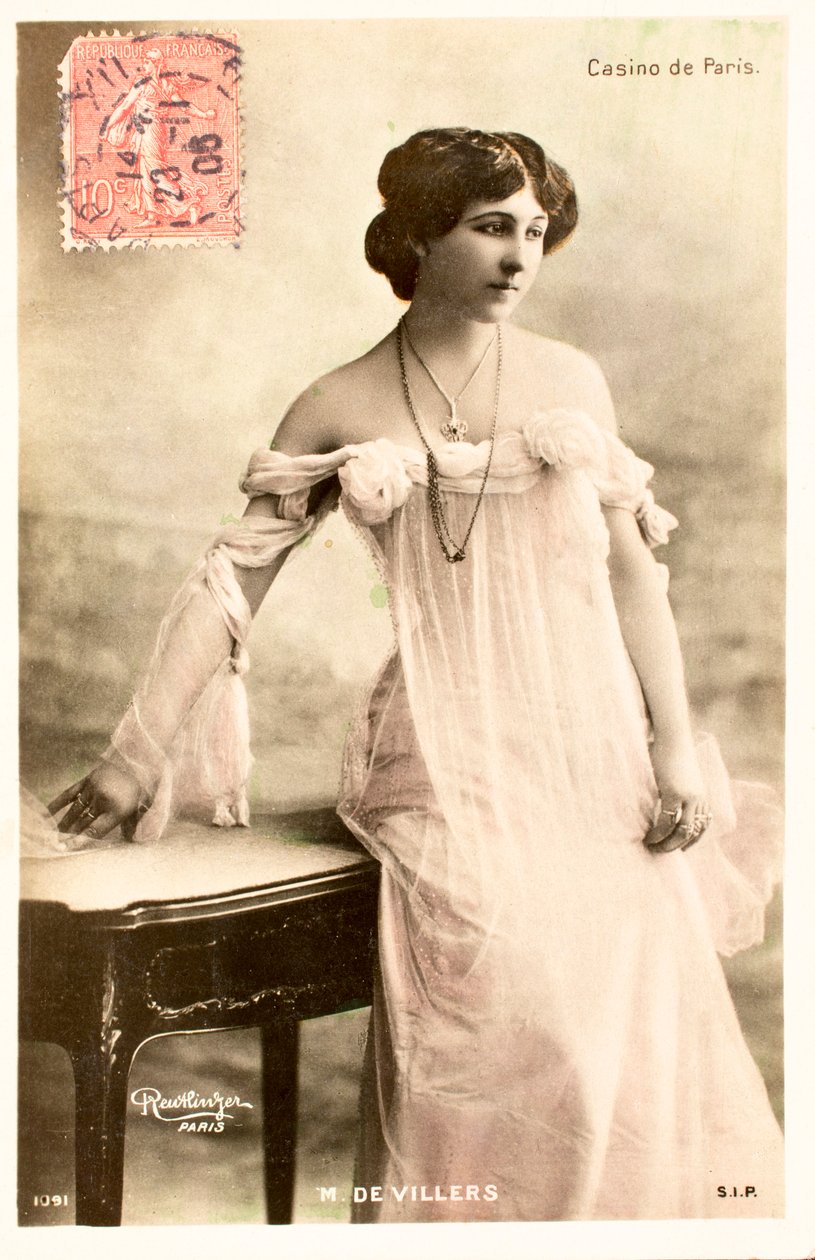 Régi képeslap/M de Villers/Színésznő/Casino de Paris alkotó: Augustus Kollner