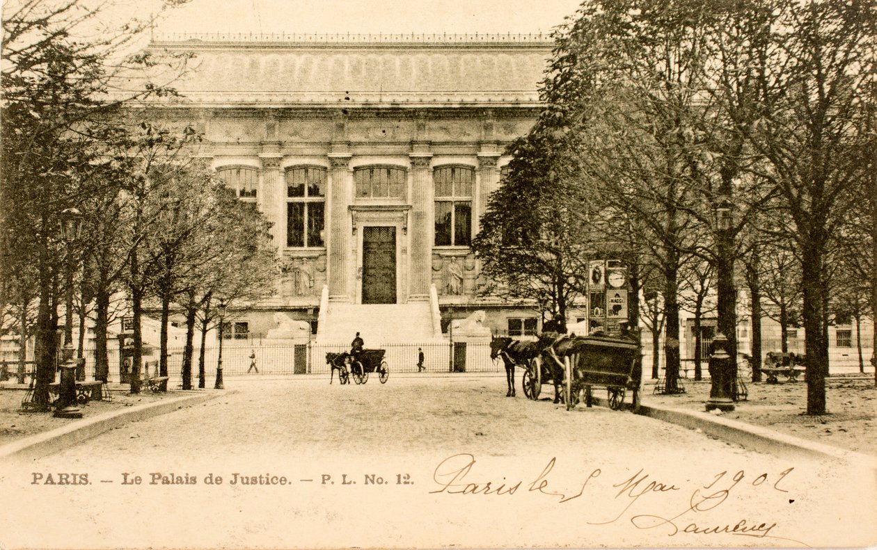 Képeslap/Palais de Justice/Párizs/Seine/Ile de France/Franciaország alkotó: Augustus Kollner