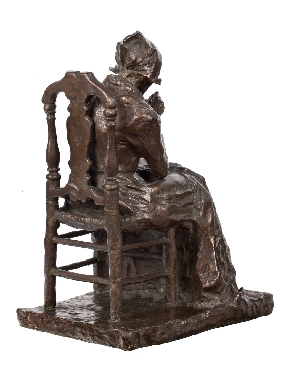 Az ágyneműt javító öregasszony (bronz) alkotó: Charles Henri Marie van Wijk
