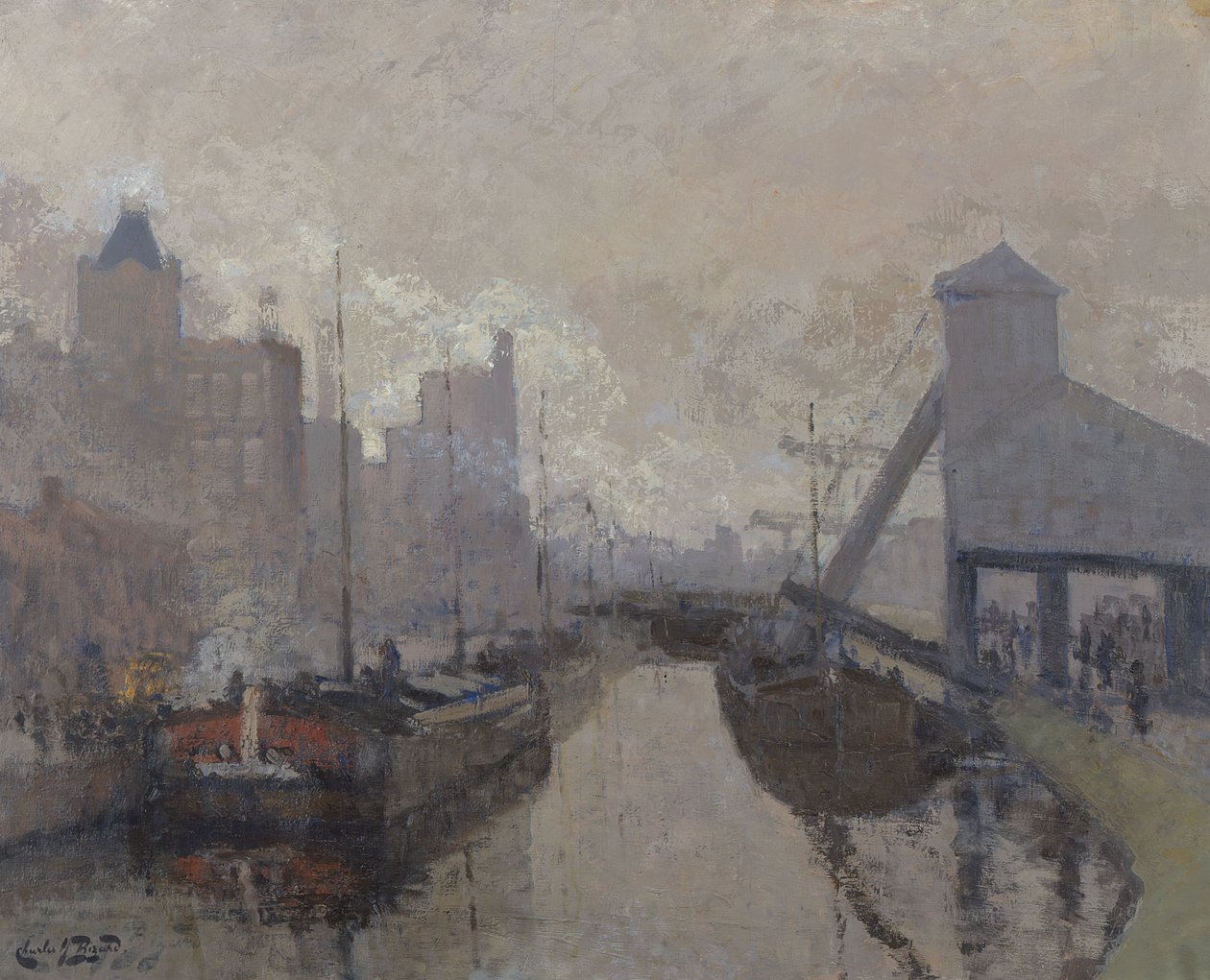A Canal de Roubaix, 1910 körül (olaj, vászon) alkotó: Charles Henry Bizard