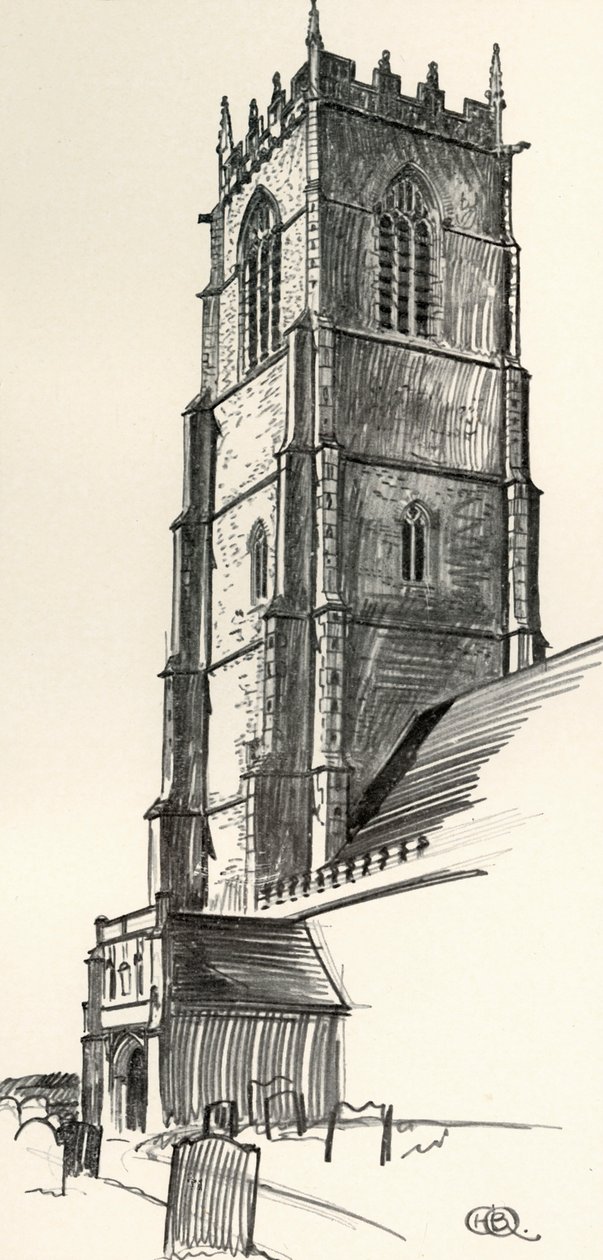 Egy merőleges templomtorony, Winterton, Norfolk, 1931 alkotó: Charles Henry Bourne Quennell