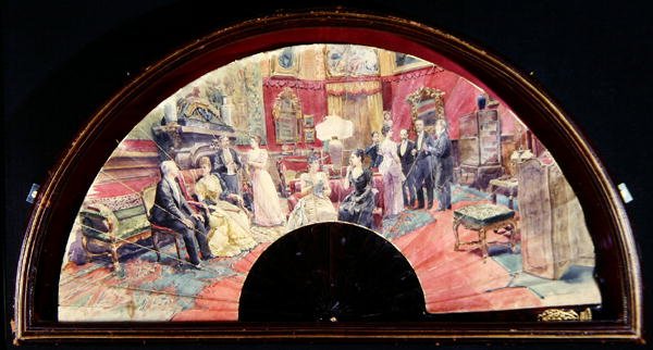 Rajongó egy társas összejövetelt ábrázol vacsora után a szalonban alkotó: Charles Henry Tenre