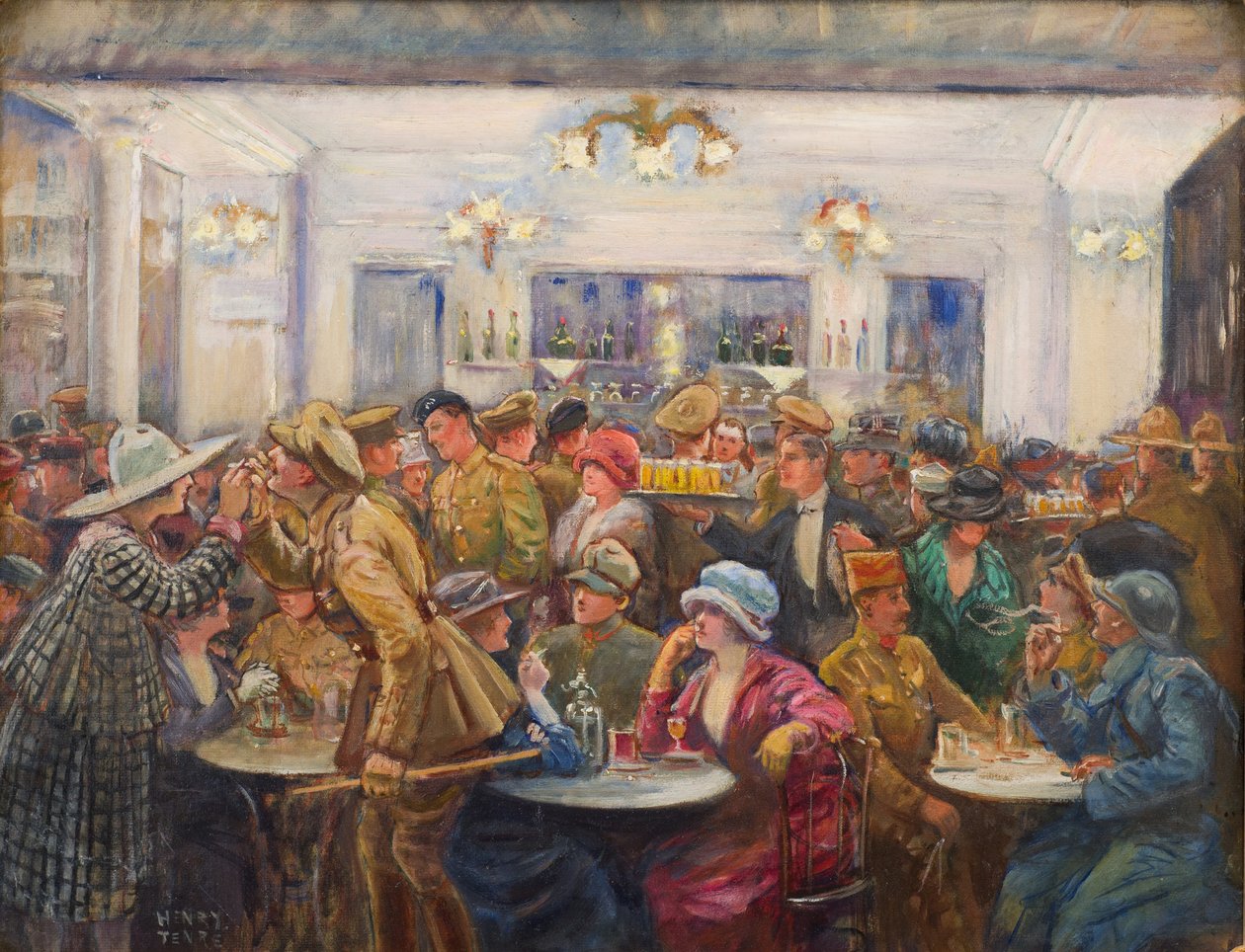 Az Olimpiai ivófazék szünetben, 1918 körül (olaj, vászon tábla) alkotó: Charles Henry Tenre