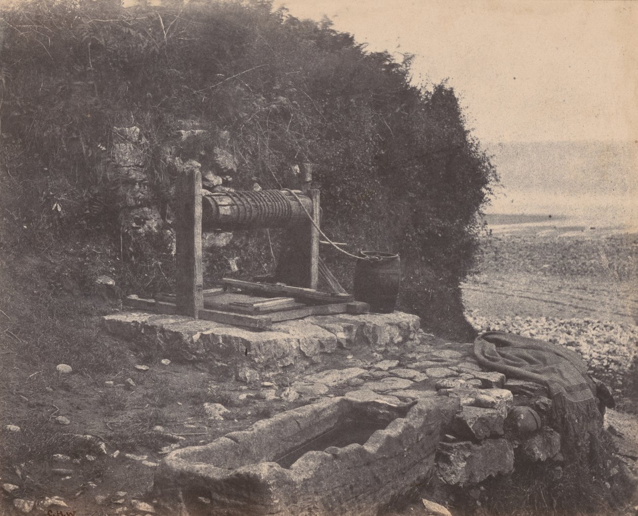 Egy kút a tengerparton, Langland Bay, Swansea, Wales,c. 1854 (fénykép) alkotó: Charles Henry Waring