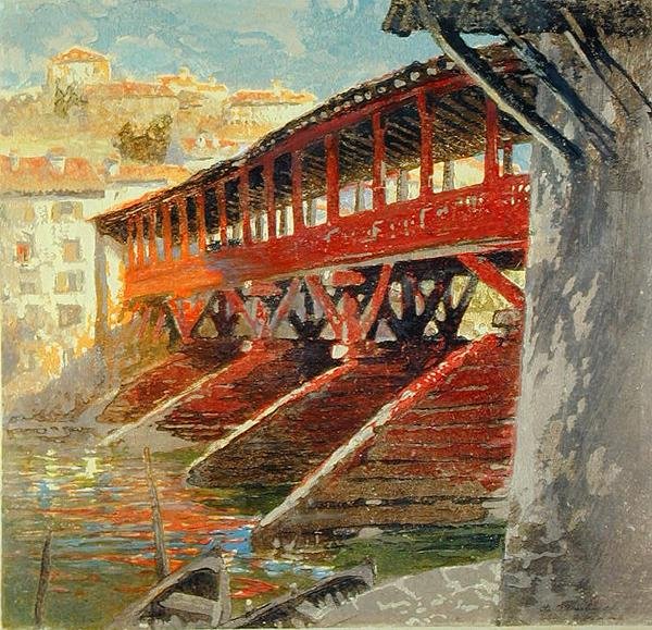 Ponte degli Alpini, Bassano del Grappa, 1910 körül (dombormű) alkotó: Charles Hodge Mackie