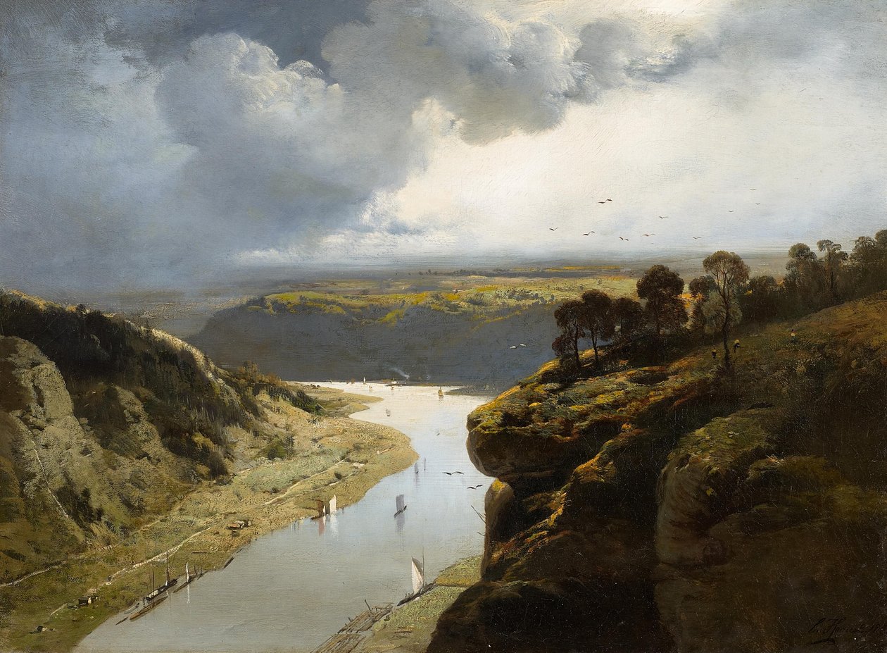 Német: Blick in das Tal der Rhone Kilátás a Rhone völgyébe alkotó: Charles Hoguet