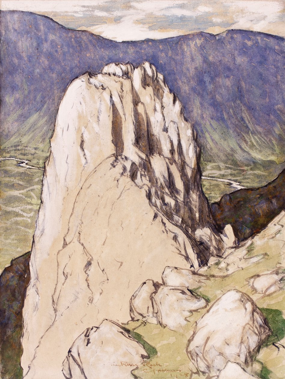The Pillar Rock, 1928 (tinta, wc és gouache papíron) alkotó: Charles John Holmes