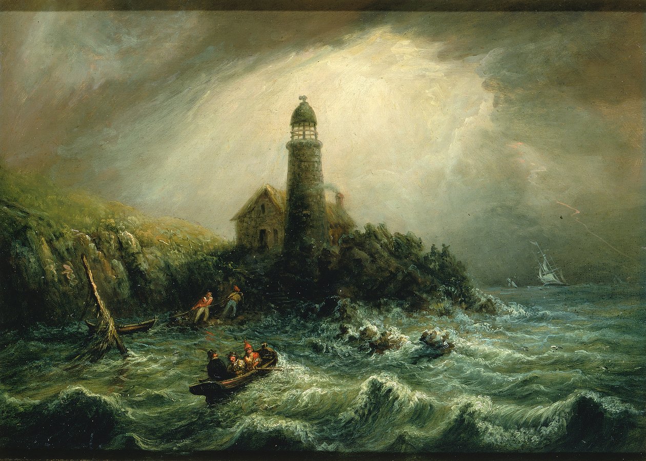 Tengerre néző kilátás a Cape Poge világítótoronyra, kb. 1840-1849. alkotó: Charles Hubbard