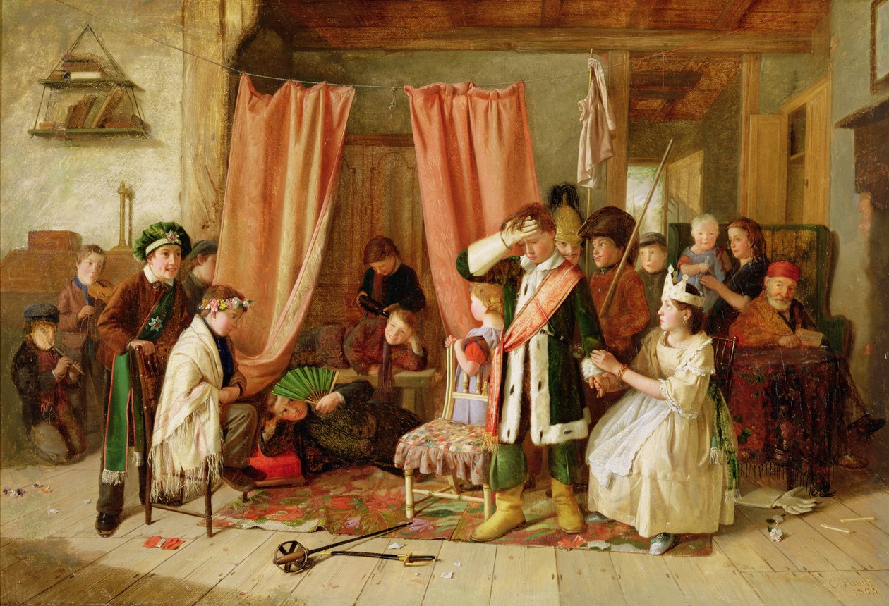 Gyermekek a "Hamlet" II. felvonás II. jelenetének "Játékjelenetét" játszó gyerekek, 1863 alkotó: Charles Hunt