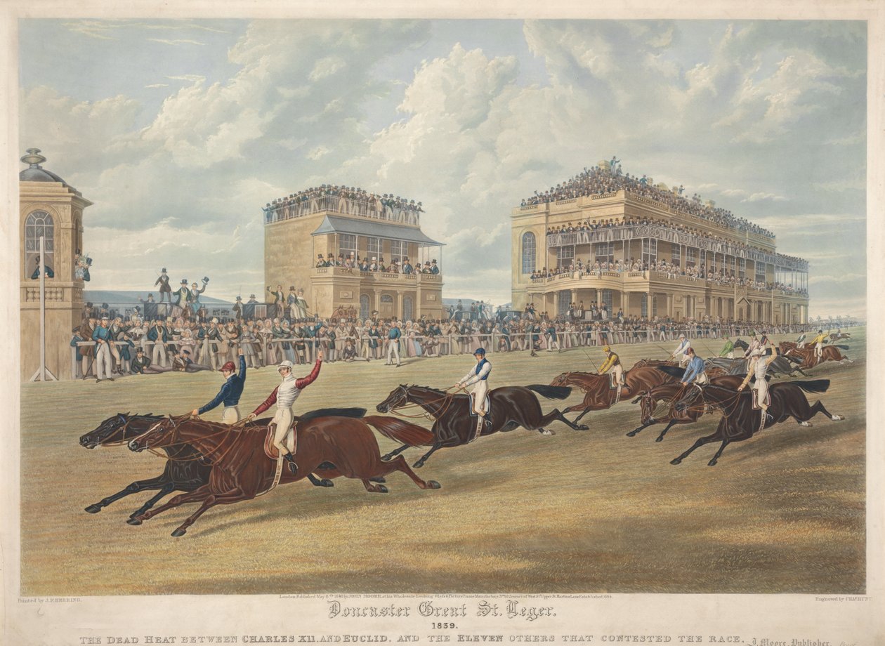 Doncaster Great St Leger, 1839. Holtverseny Charles XII és Euclid között. alkotó: Charles Hunt