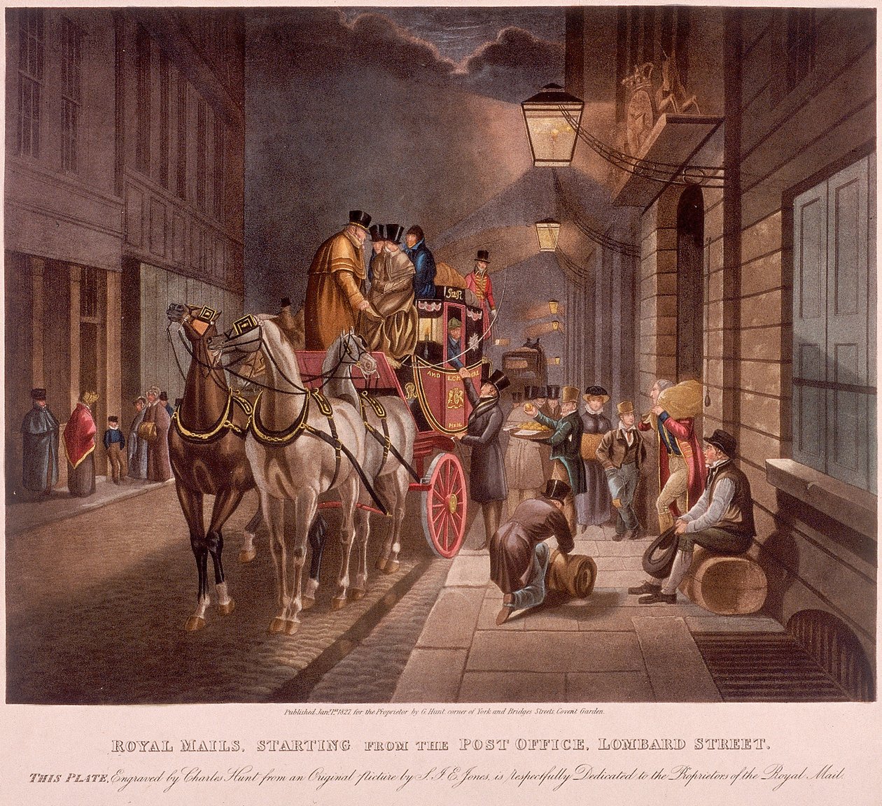 General Post Office, Lombard Street, London, 1827 alkotó: Charles Hunt
