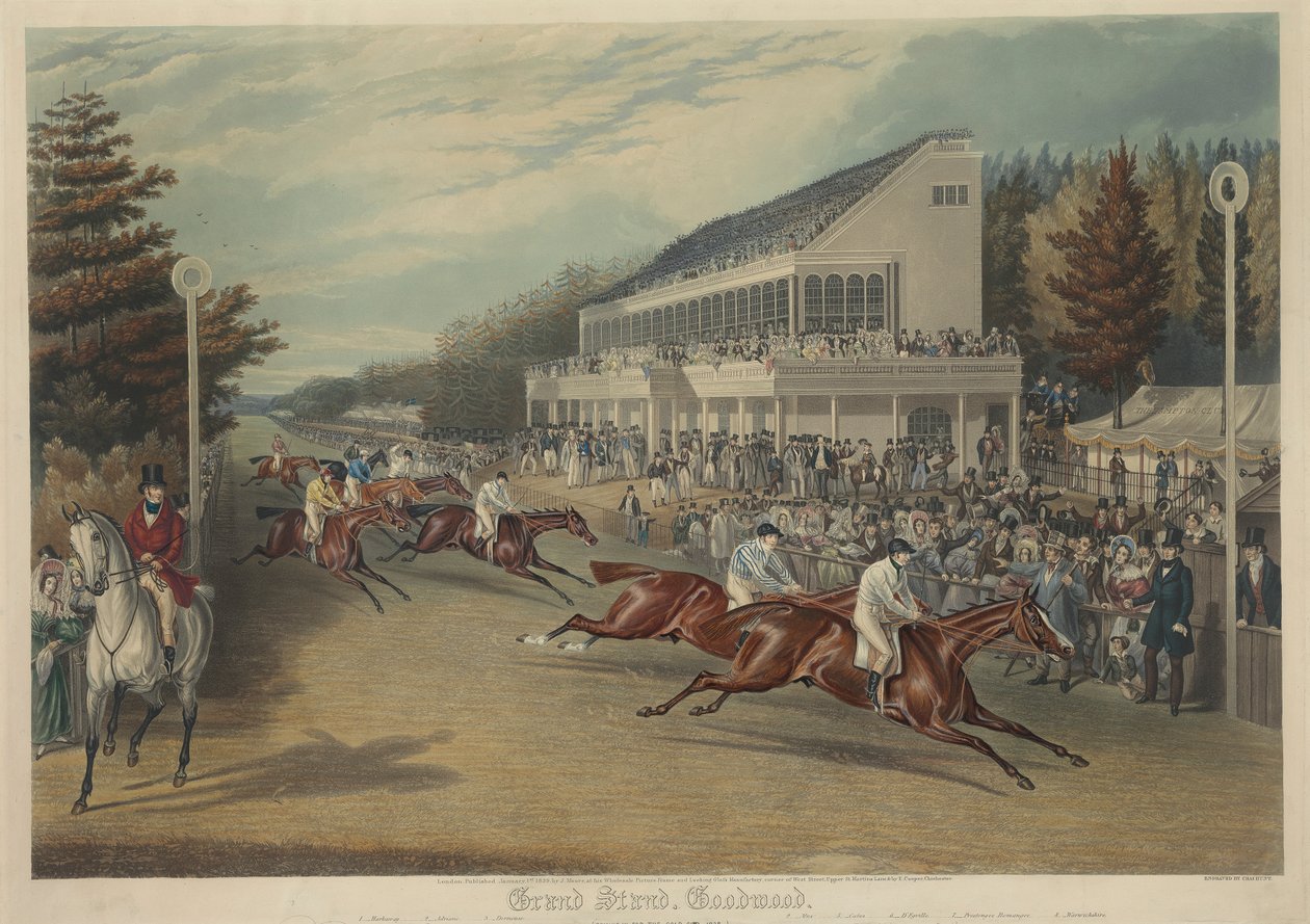 Verseny: Grand Stand, Goodwood (Jelen az 1838-as Gold Cupért) alkotó: Charles Hunt