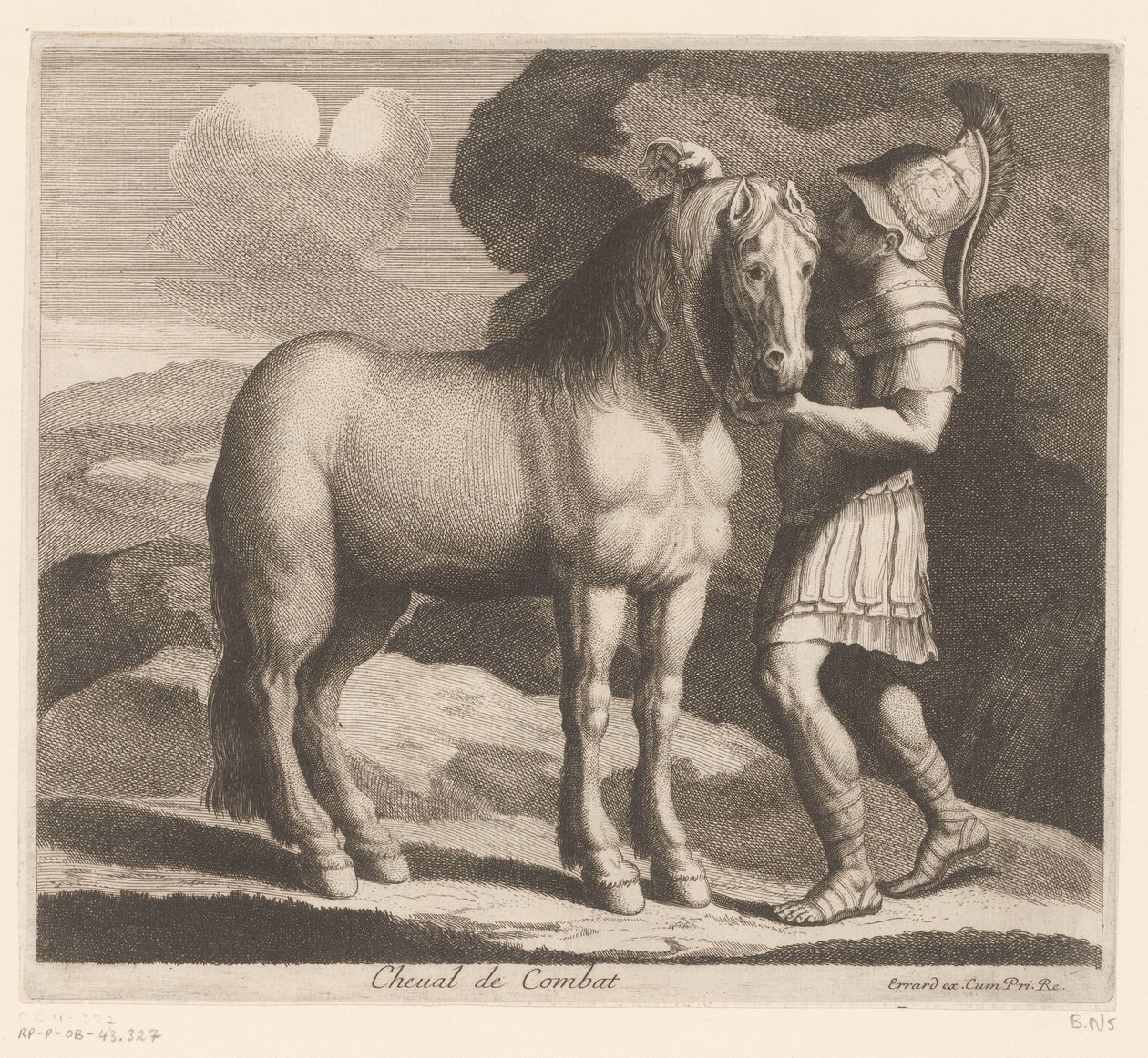 A katona felkap egy lovat Cheval de Combat (cím a tárgyon) Állatsorozat (sorozat címe) alkotó: Charles II Errard (attributed to)