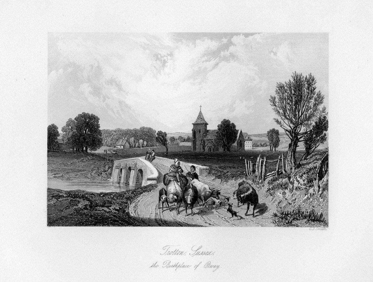 Trotton, Sussex, Otway szülőhelye, 1840 alkotó: Charles J. Smith