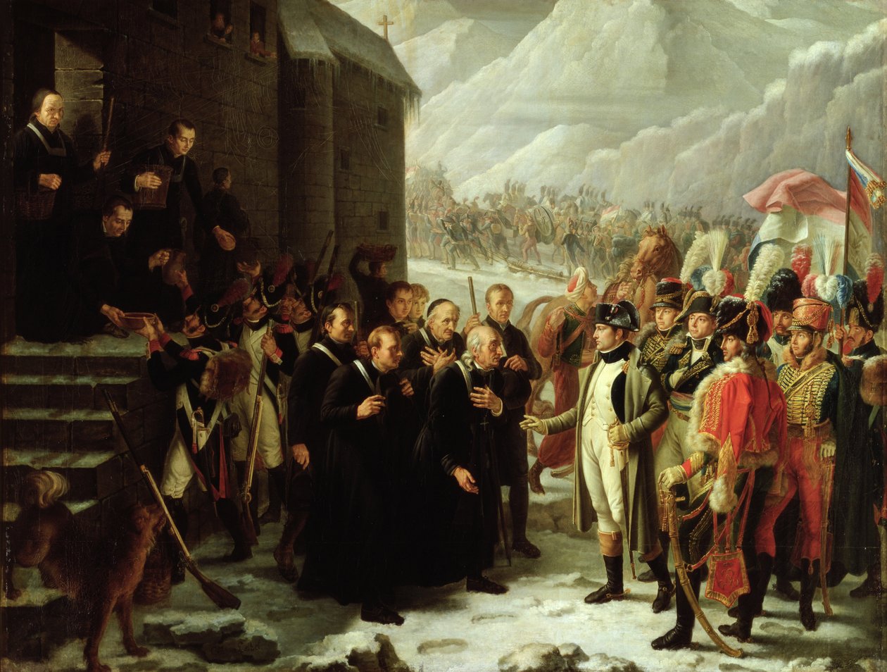 Az első konzul a Mont Saint-Bernard-i hospice látogatása, 1800. május 20. alkotó: Charles Jacques Lebel