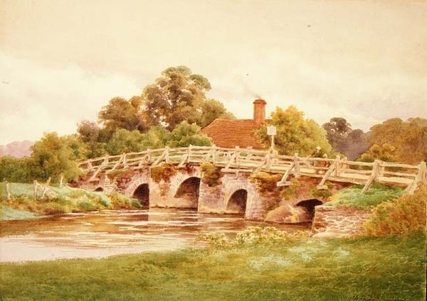 Frensham Bridge (akvarell) alkotó: Charles James Adams