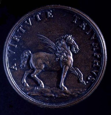 Gian Lorenzo Bernini portréérem, szárnyas ló hátoldala alkotó: Charles Jean Francois Cheron