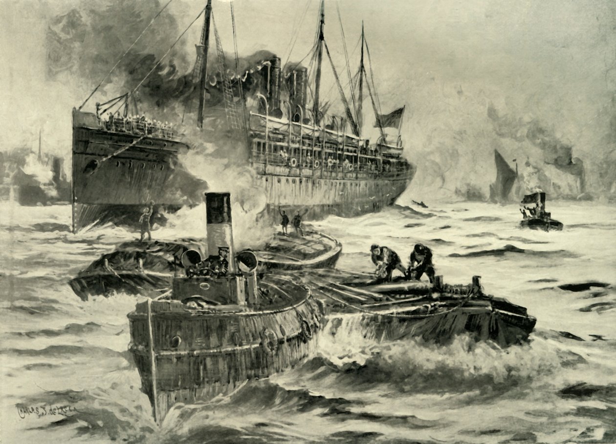 „A háború kitörése – Angliából a Fokföld felé induló közlekedés”, 1900. alkotó: Charles John de Lacy