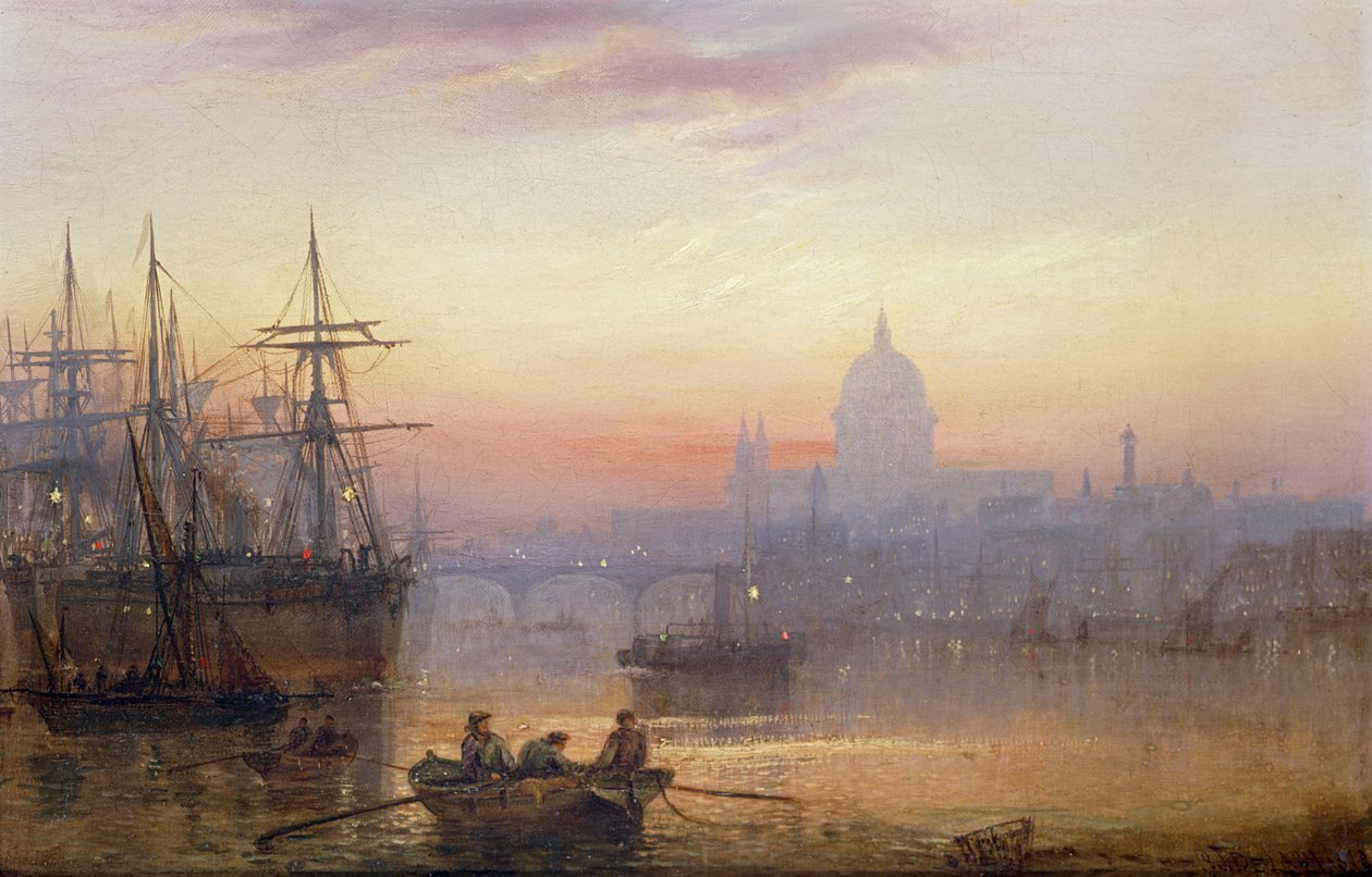 A londoni medence napnyugtakor alkotó: Charles John de Lacy