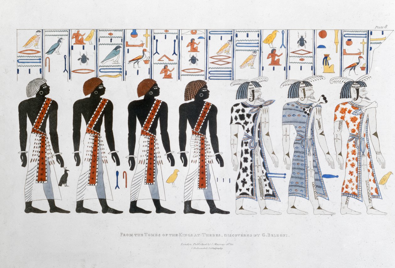 "G. Belzoni által felfedezett hieroglifák a thébai királysírokból", 1820-1822 alkotó: Charles Joseph Hullmandel