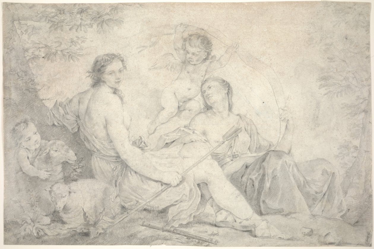Hestia mitikus tájban, 1760 körül (grafit pergamen) alkotó: Charles Joseph Natoire