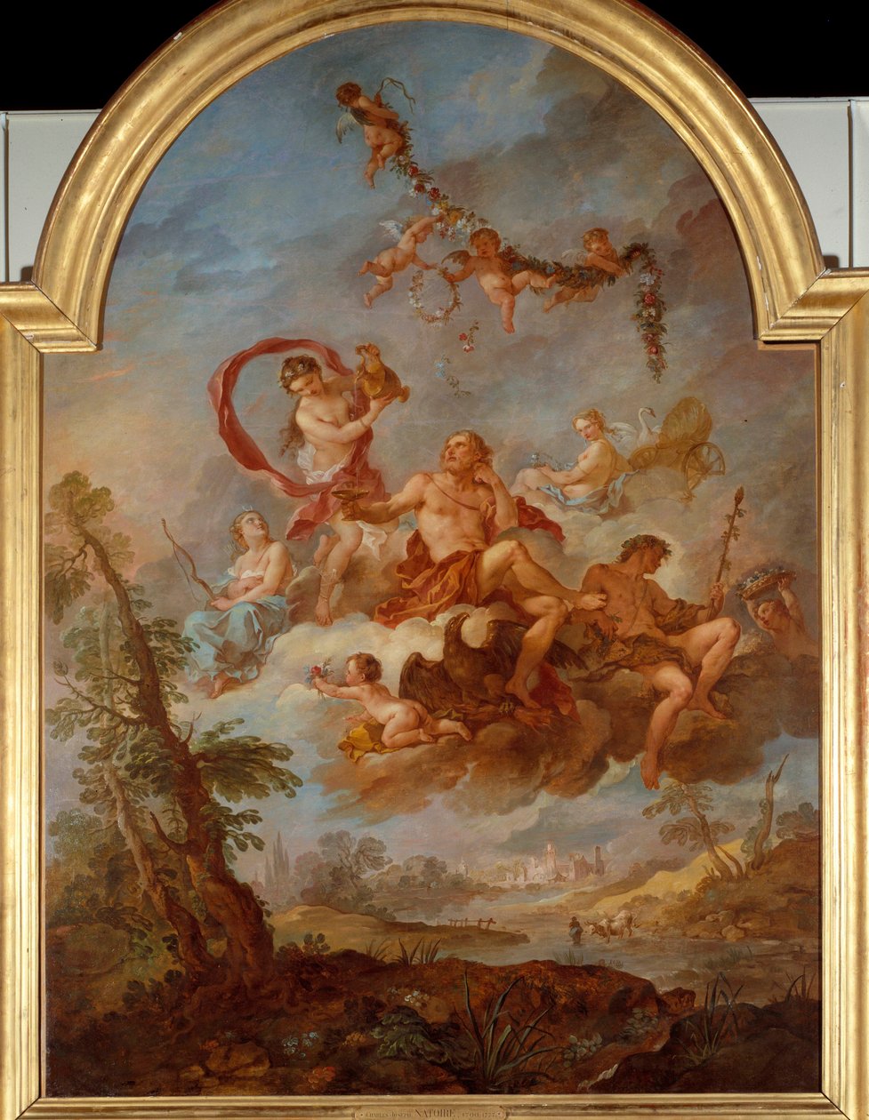 Jupiter szolgálja Hebe Hebe, Jupiter lánya szolgálja apját egy lakoma alatt. Charles Joseph Natoire festménye (Charles-Joseph Natoire alkotó: Charles Joseph Natoire