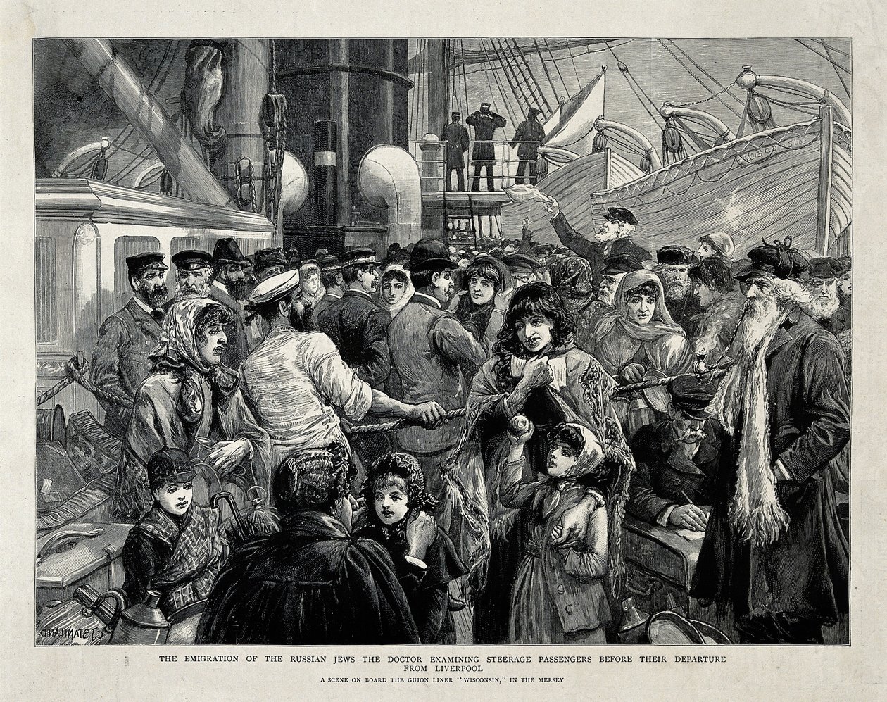 Orvos által megvizsgált orosz zsidók a liverpooli emigráció előtt, 1891 alkotó: Charles Joseph Staniland