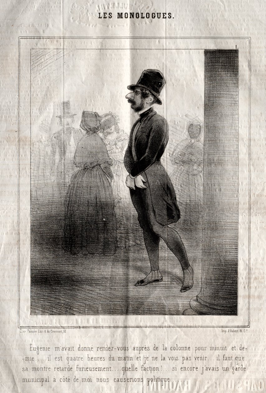 A monológok: Eugénie fél éjfélre időpontot kért a rovathoz... alkotó: Charles Joseph Traviès de Villers
