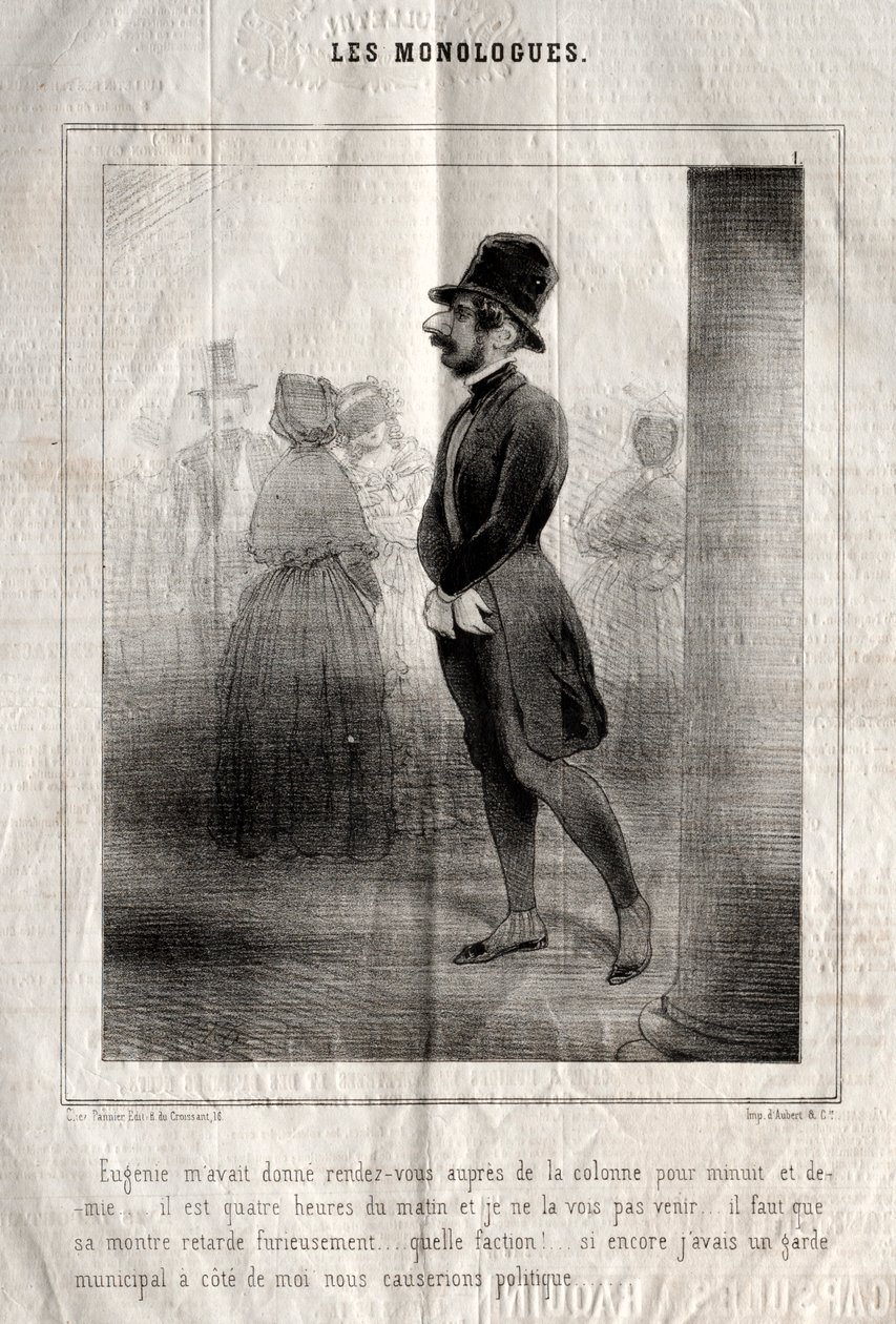 A monológok: Eugénie fél éjfélre időpontot kért a rovathoz... alkotó: Charles Joseph Traviès de Villers