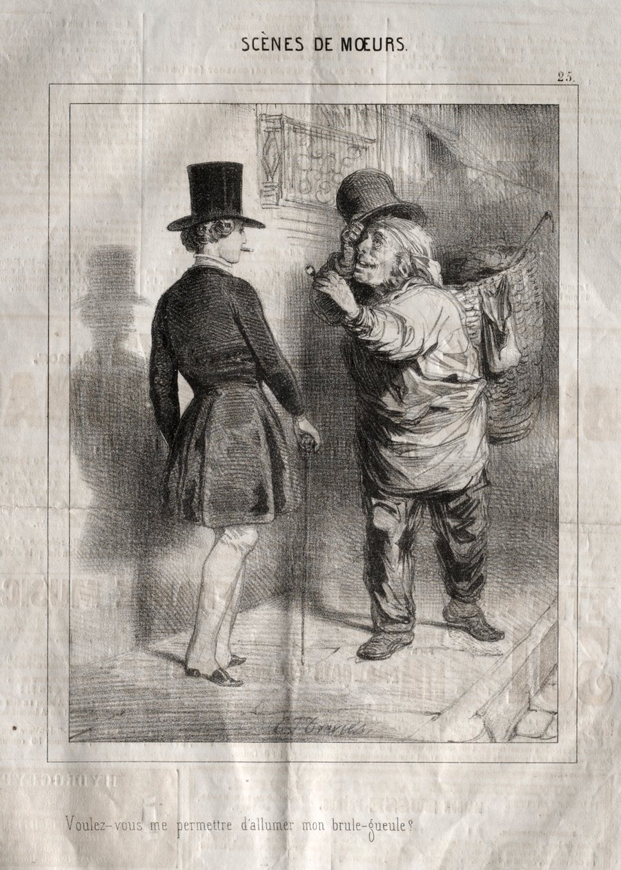 A modor jelenetei: Megengeded, hogy meggyújtsam az égőmet. alkotó: Charles Joseph Traviès de Villers