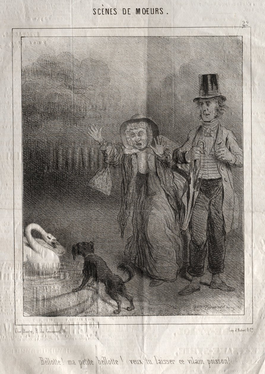A modor jelenetei: Bellotte! kis Bellote-om! el akarod hagyni ezt a csúnya halat!. alkotó: Charles Joseph Traviès de Villers
