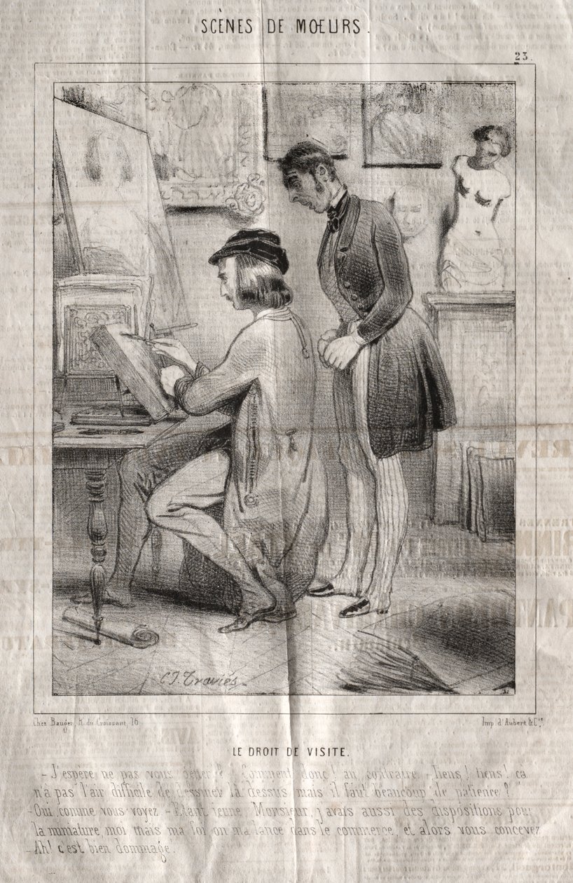 Az illem színterei: A látogatás joga. Remélem nem zavarlak?... alkotó: Charles Joseph Traviès de Villers