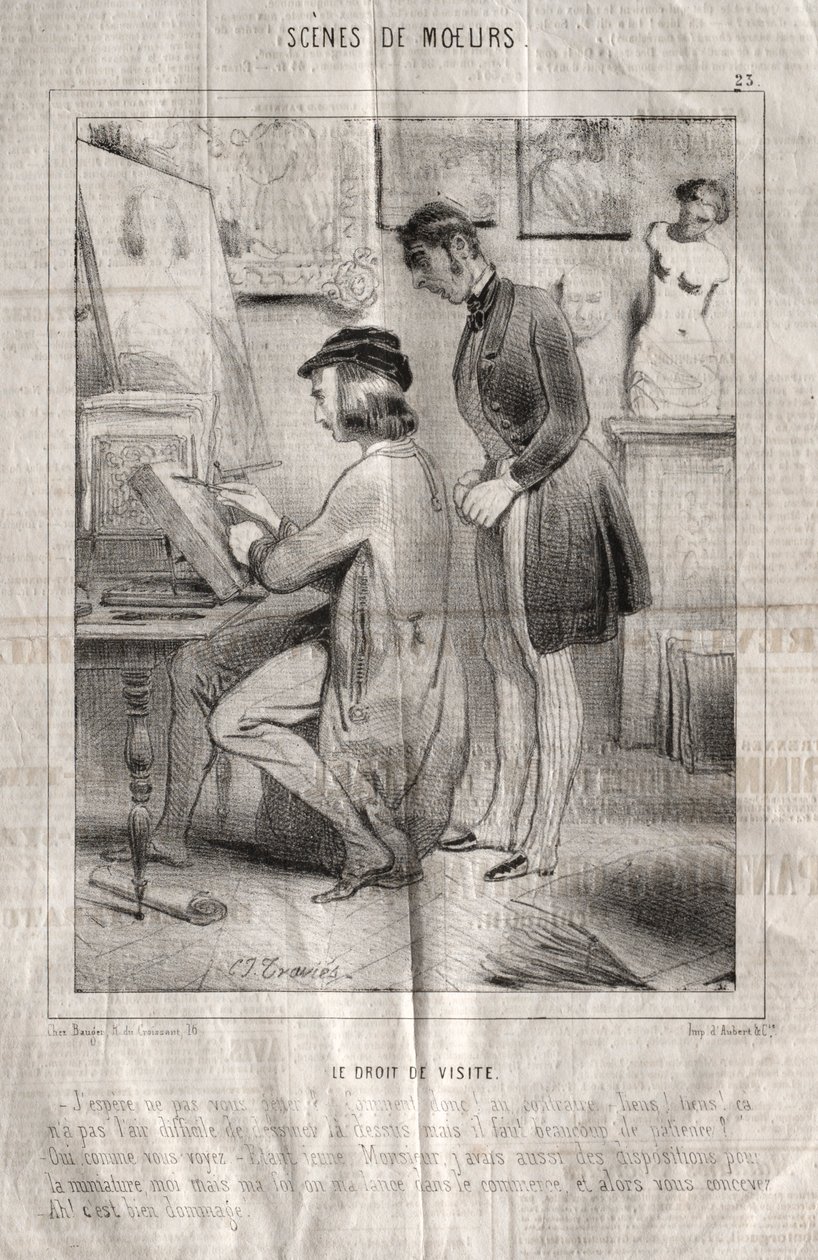 Az illem színterei: A látogatás joga. Remélem nem zavarja.... alkotó: Charles Joseph Traviès de Villers