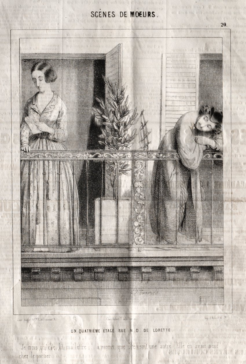 A modor jelenetei: A negyedik emelet rue N. D. de Lorette. Azt hiszem, olvassa a levelemet... alkotó: Charles Joseph Traviès de Villers