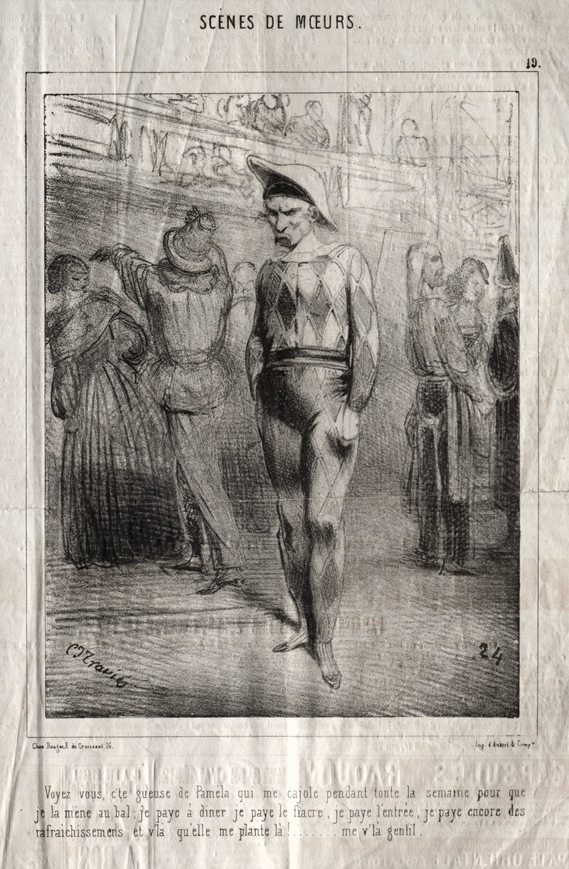 Modoros jelenetek: Látod, Pamela sorban állása az, aki egész héten biztat, hogy elvigyem a bálba... alkotó: Charles Joseph Traviès de Villers