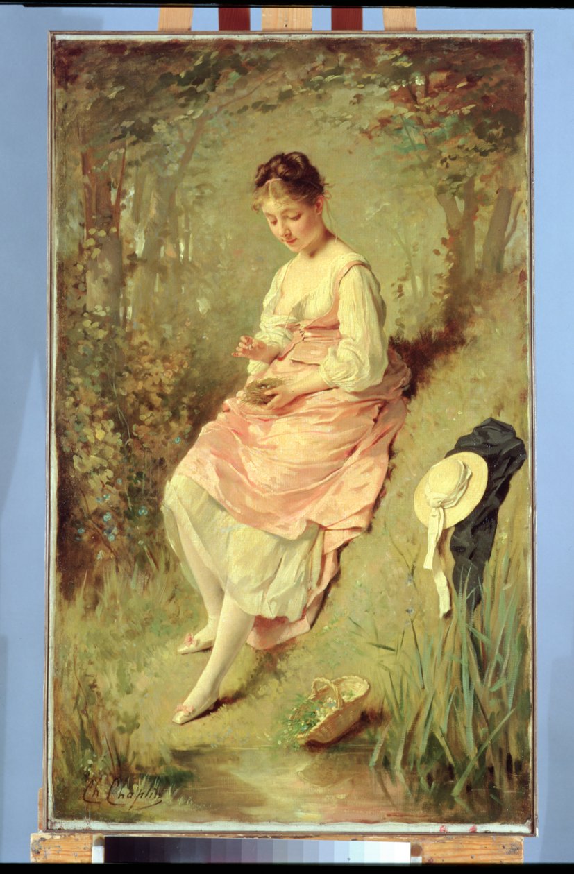 Fiatal lány fészekkel, 1860-as évek vége alkotó: Charles Joshua Chaplin
