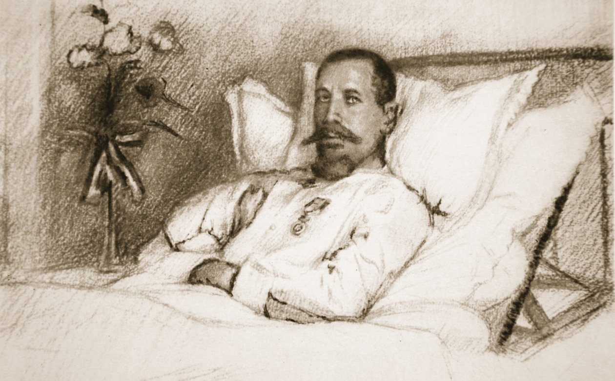 Egy Vezér, akinek sérülését Sir Ian Hamilton szerencsétlenségnek nevezte: A The Illustrated War News 1915-ös litográfiájából. alkotó: Charles Jules Duvent