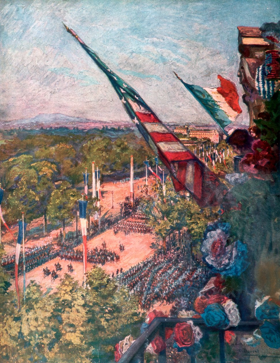 Nagy győzelmi felvonulás, Avenue de la Grand Armee, Párizs, Franciaország 1919. július 14. alkotó: Charles Jules Duvent