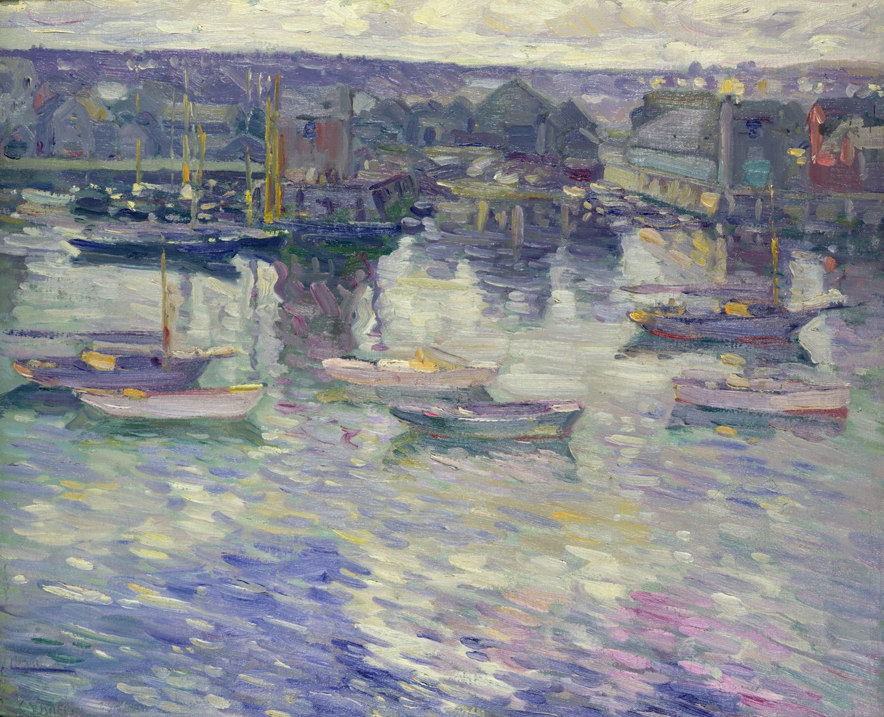 Kikötött csónakok, 1919 körül (olaj, vászon) alkotó: Charles Kaelin