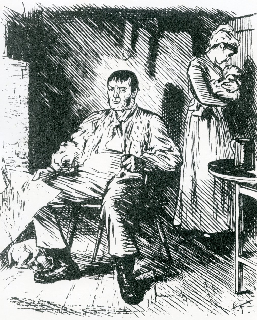 "Egy igazán nehéz eset" illusztráció a "Punch"-hoz, 1875 (metszet) alkotó: Charles Keene