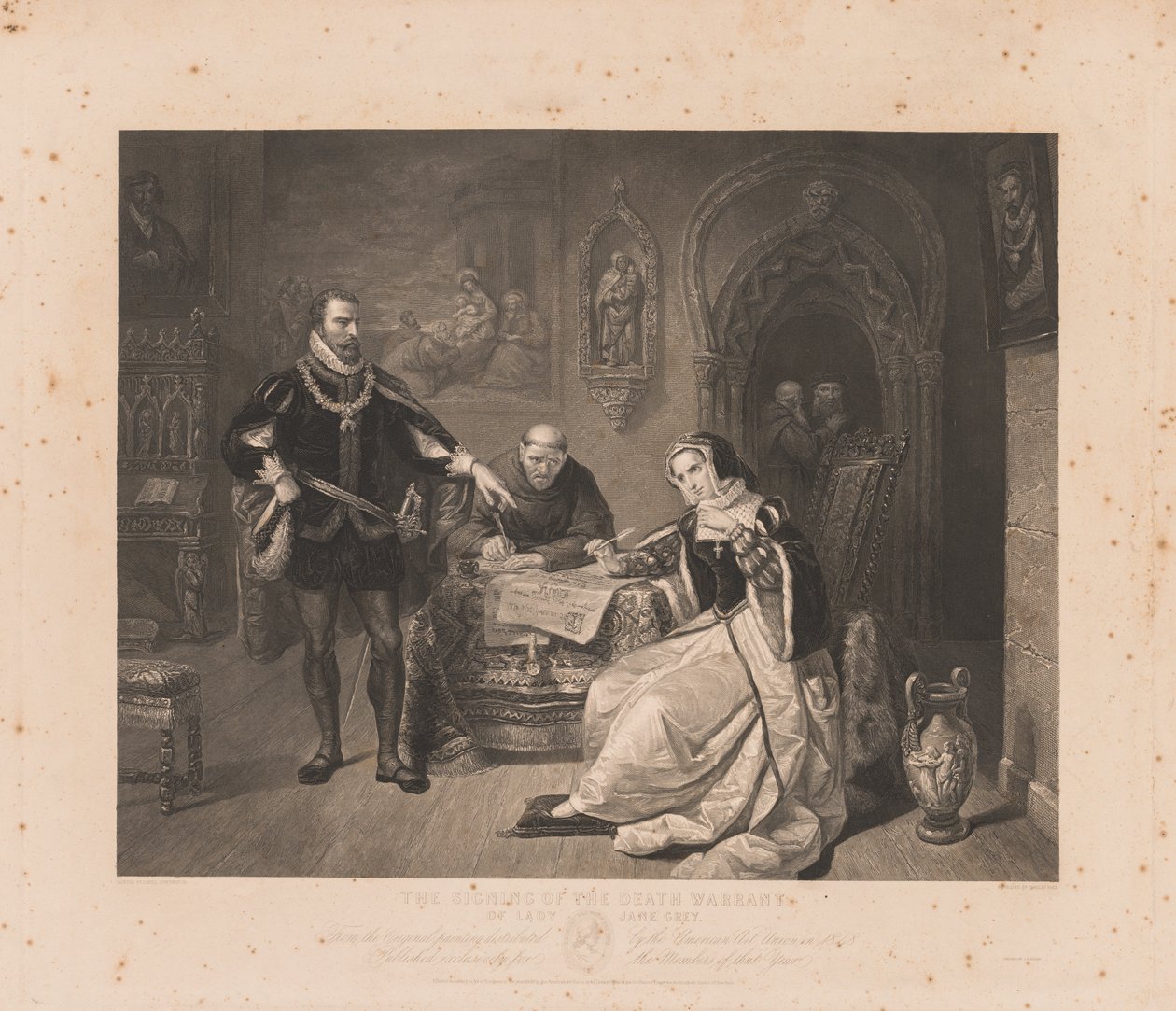Lady Jane Gray halálos ítéletének aláírása alkotó: Charles Kennedy Burt