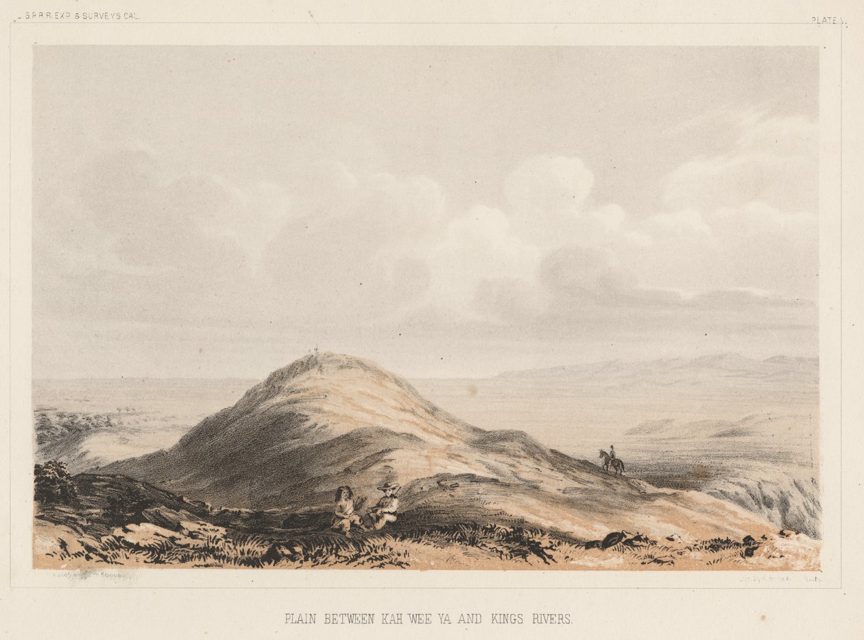 A Kah Wee Ya és a Kings folyók közötti síkság, A. Hoen & Co. litográfiája, 1855, kromolitográfia alkotó: Charles Koppel