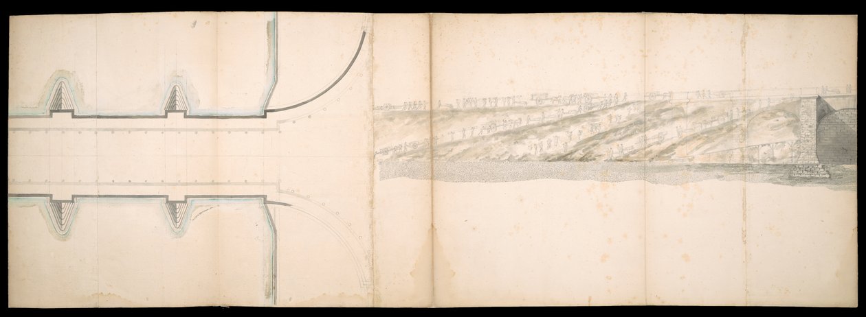 A londoni Temze folyón tervezett híd tervei, BL Maps C.49.e.76 alkotó: Charles Labelye