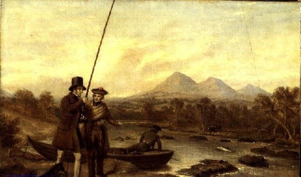 Lazac horgászat Eildon Hillben alkotó: Charles Landseer