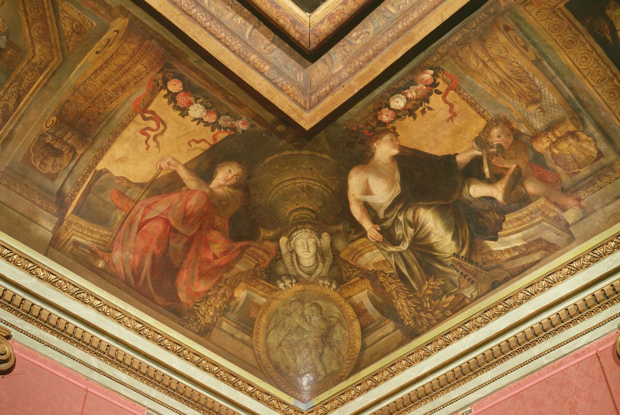 A Hôtel La Rivière mennyezete Erato és Terpsichore részlete, 1653, olaj, vászon alkotó: Charles Le Brun